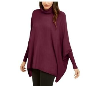 NWT Alfani Turtleneck Poncho Sweater X-Small Malbec